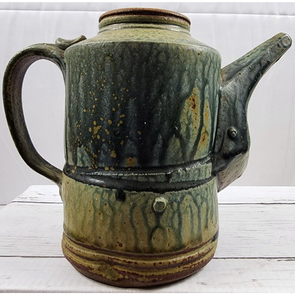 Sculptural Studio Art Pottery, Signed by Monsarrat Stoneware Jug/Pitcher, No Lid - Picture 3 of 13